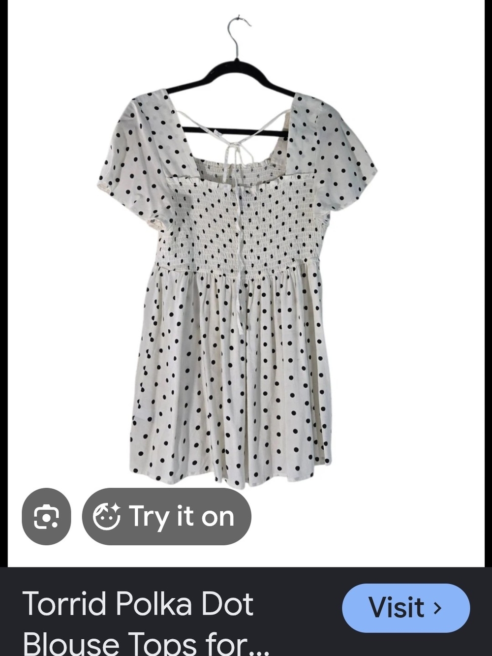 Torrid Smocked Bodice Top . White With Black Polka Dots Size 2xl